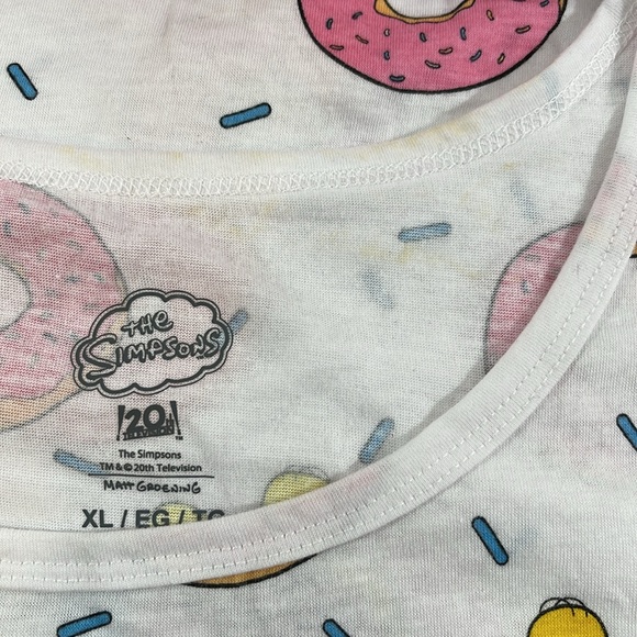 THE SIMPSONS Homer & Donuts All Over Print White Sleeveless Tank Top Size XL NEW - Picture 8 of 9